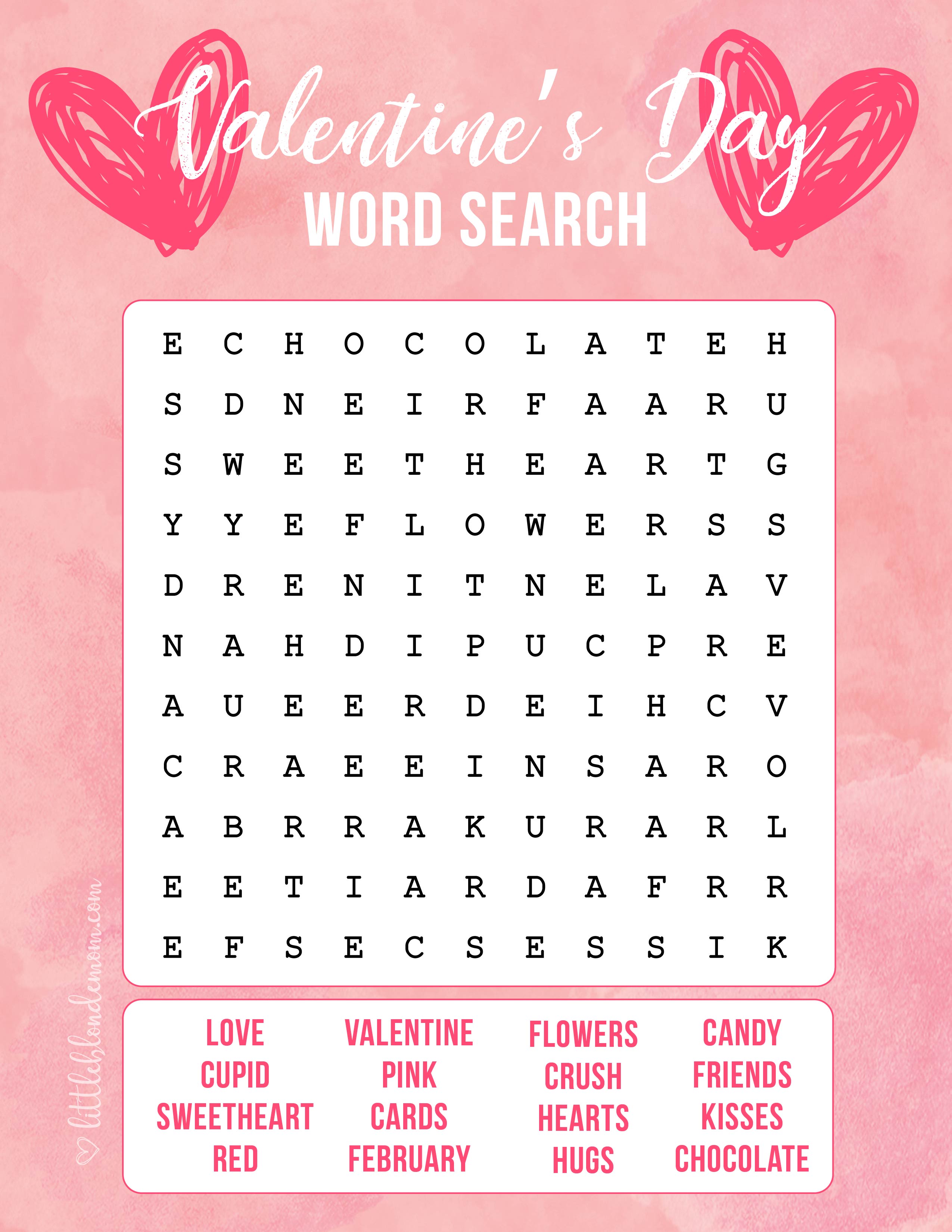 Valentine #39 s Day Word Search Printable little blonde mom